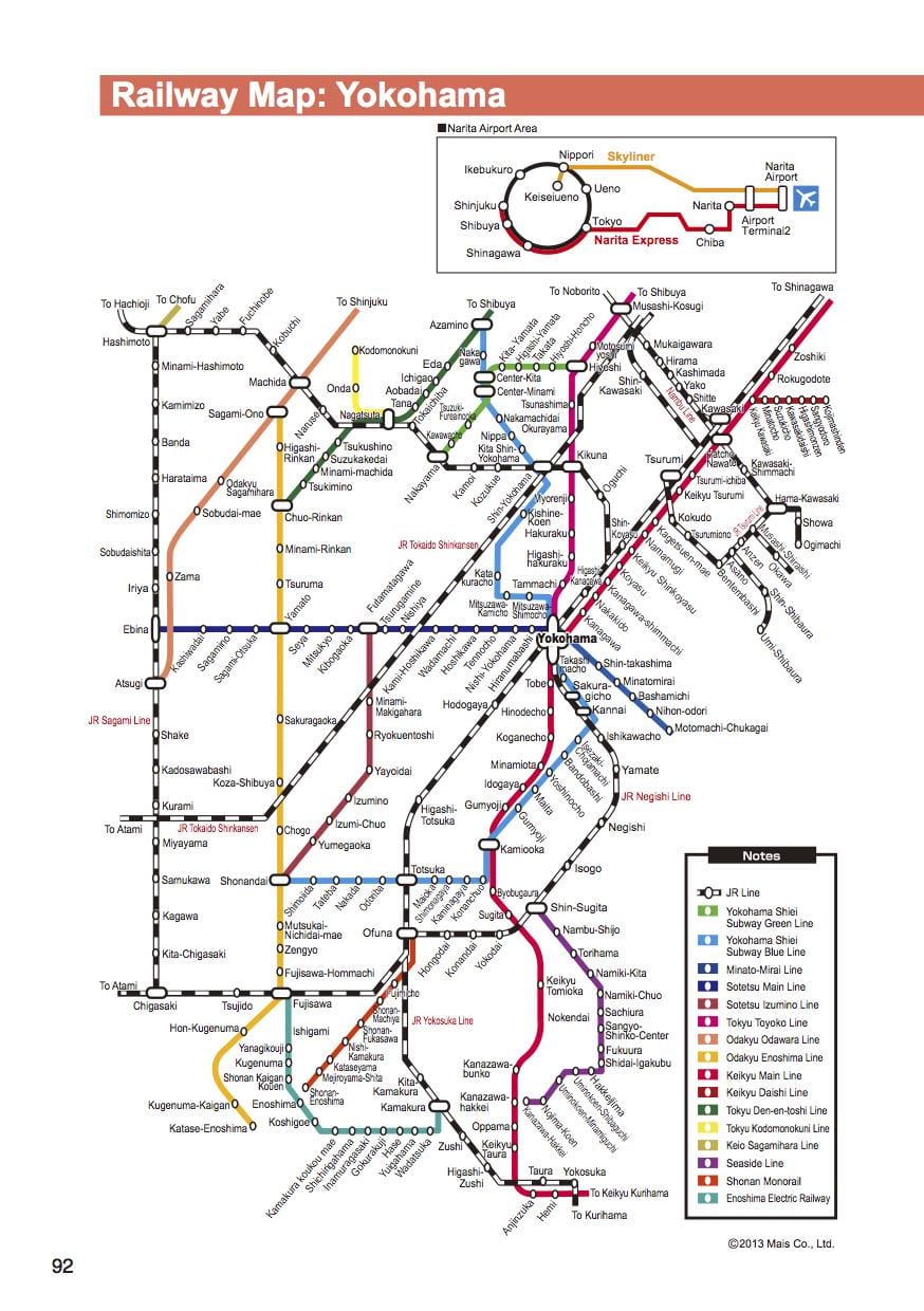 Yokohama ferroviari mapa